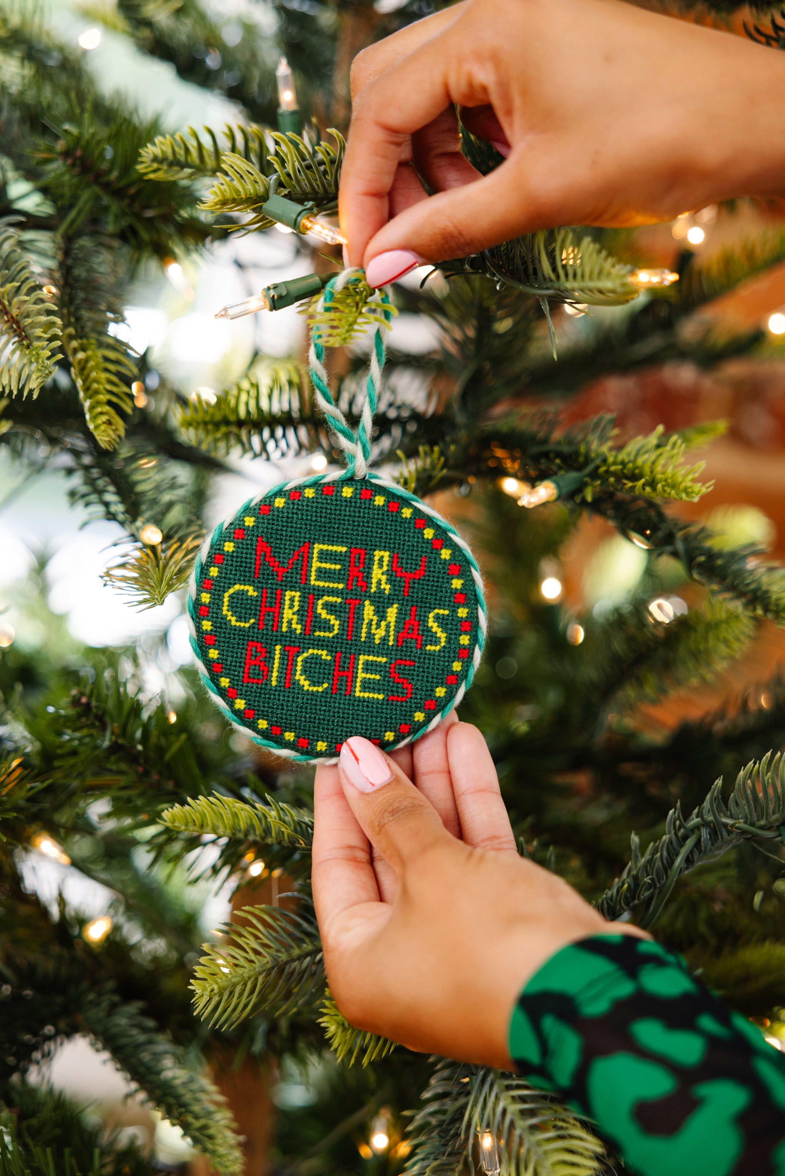 Needlepoint Ornament - Merry Christmas Bitches